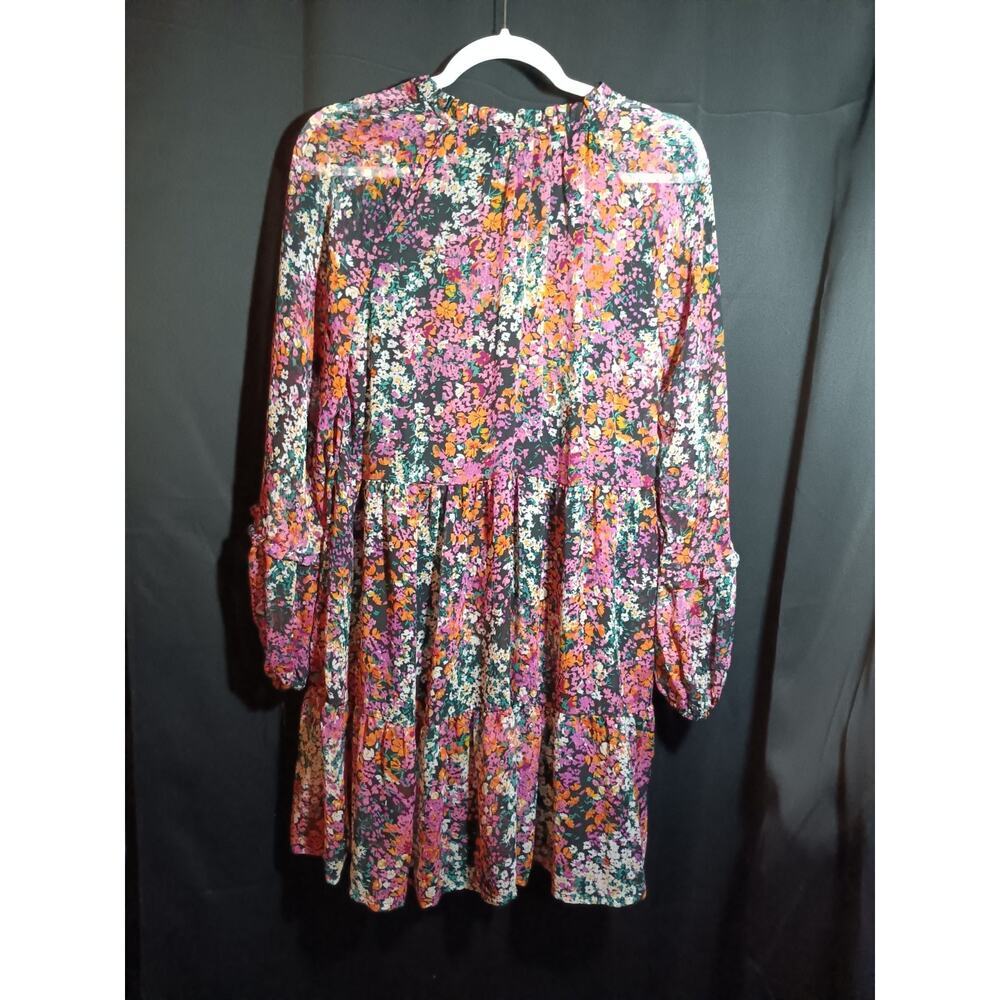 Vince Camuto Small Boho Floral Peasant Mini Dress Prairie Spring Sheer Sleeve - Picture 4 of 4